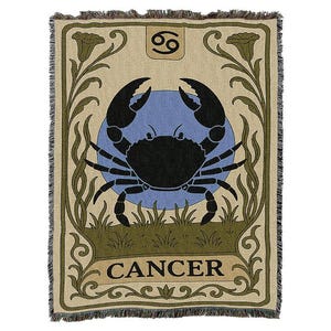 Zodiac Botanical Cotton Woven Blanket Throws - Made in The USA  (72x54)