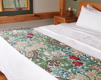 Golden Lily - Arts and Crafts - William Morris - Cotton Woven Blanket Throw - Made in The USA