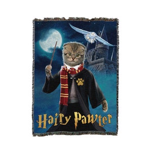 Hairy Pawter Blanket - Tapestry Throw Woven from Cotton - Made in The USA (72x54)