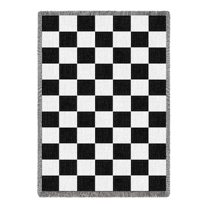 Racing Checkered Flag - Blanket Throw Woven from Cotton - Made in The USA (72x54)