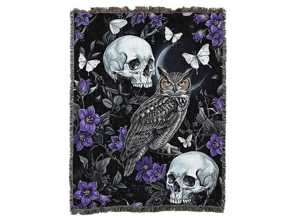 Owl Garden Blanket - Gift Tapestry Throw Blanket Woven from Cotton - Made in The USA