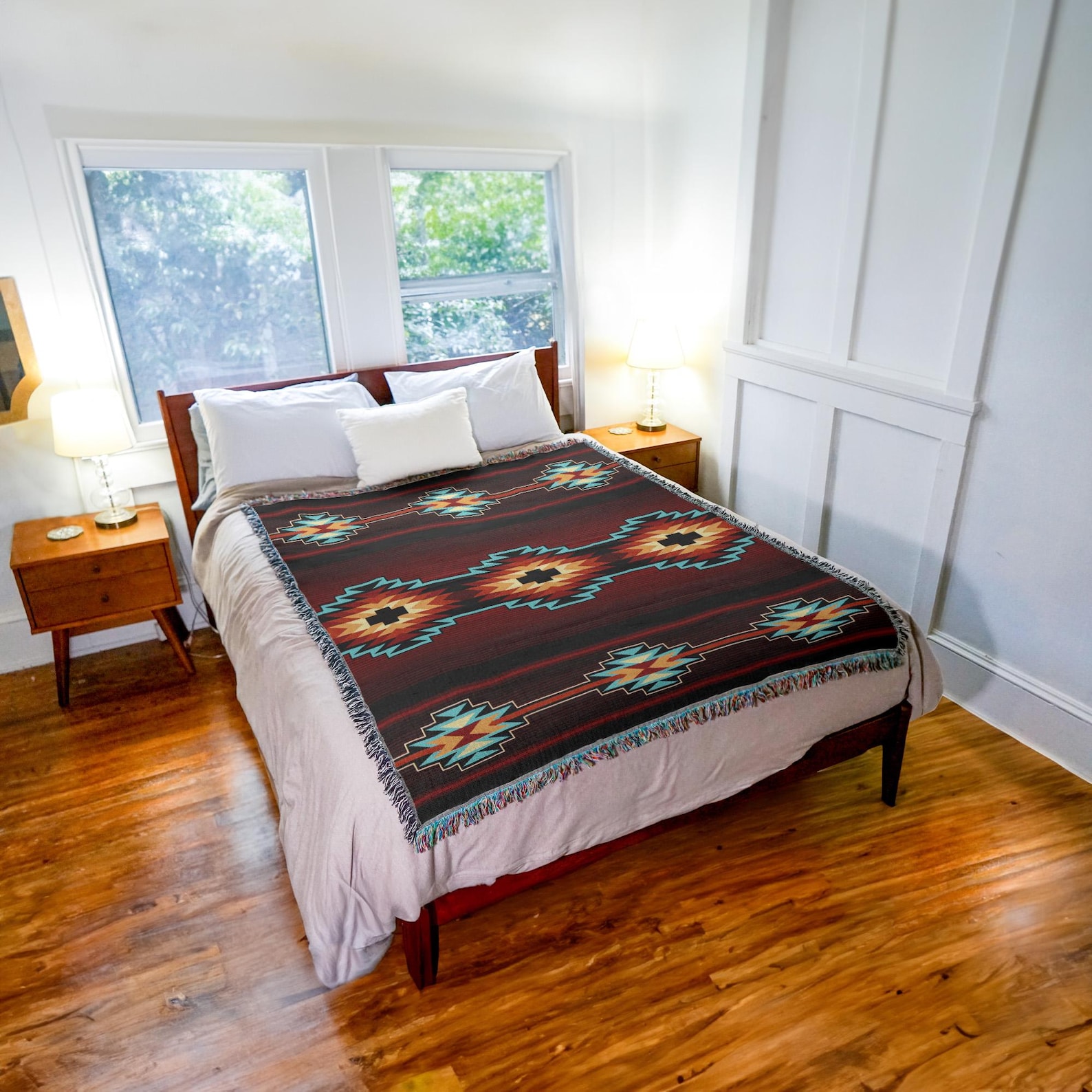 Esme Southwest Woven Tapestry Blanket, Native American Inspired Pattern ...