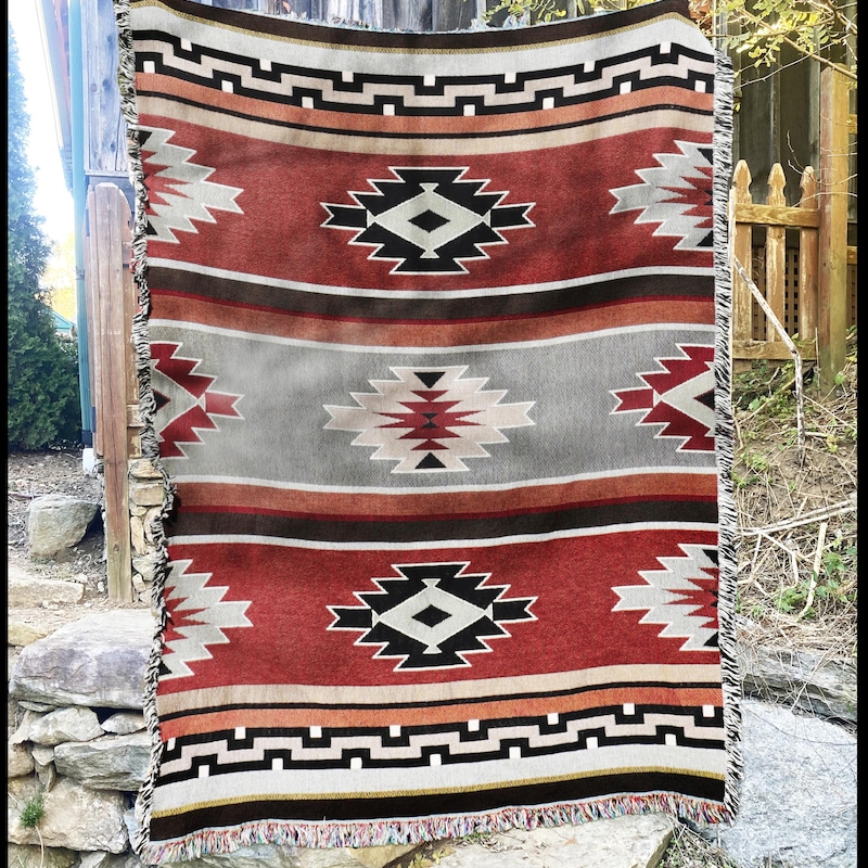 Red Aztec Saddle Blanket - Etsy