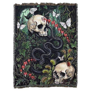 Snake Garden Blanket - Gift Tapestry Throw Blanket Woven from Cotton - Made in The USA