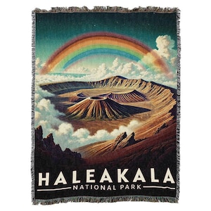 Haleakala National Park Cotton Woven Blanket Throw - Made in The USA  (72x54)