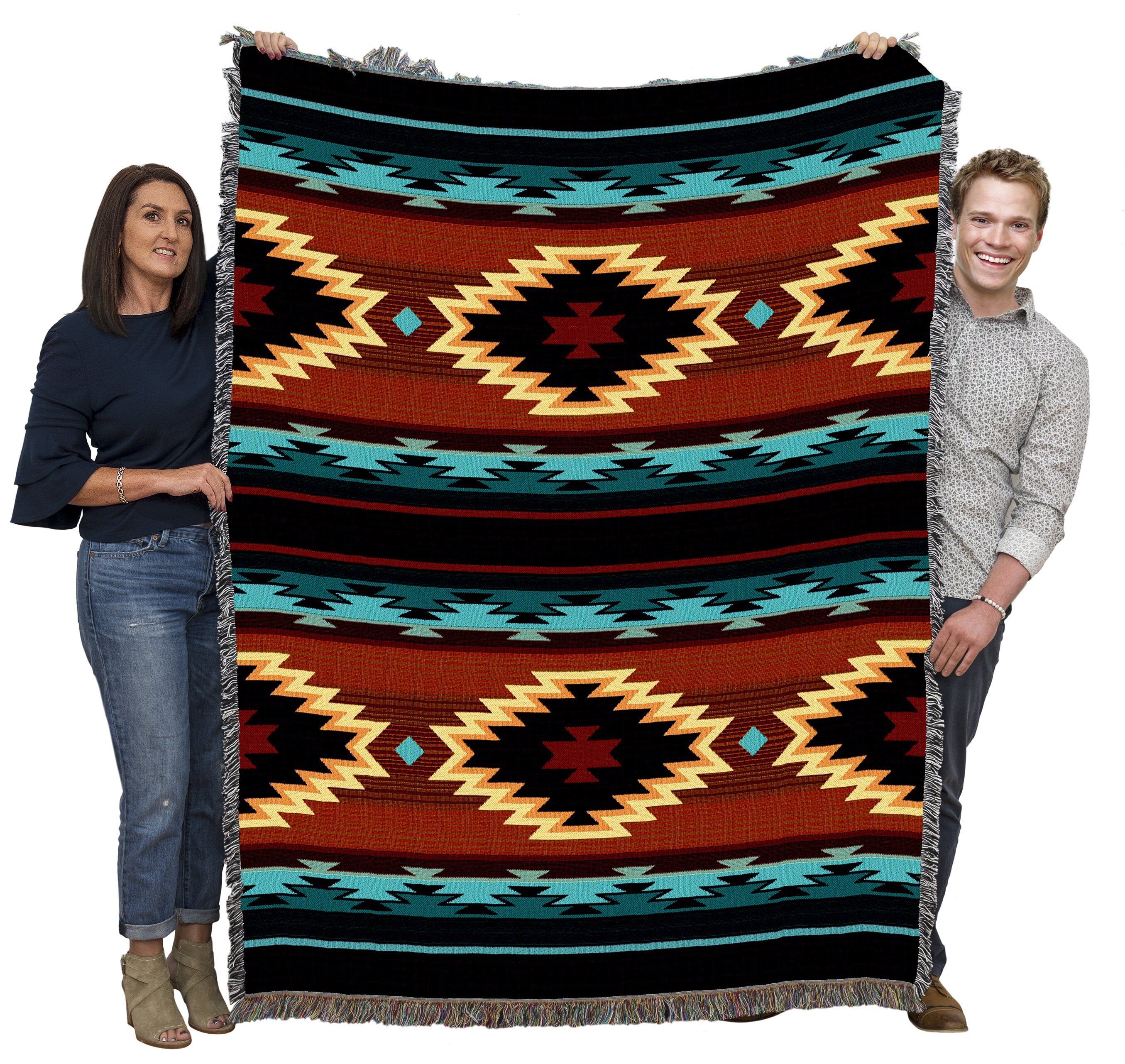 Anatolia Southwest Woven Tapestry Blanket, Native American Inspired ...