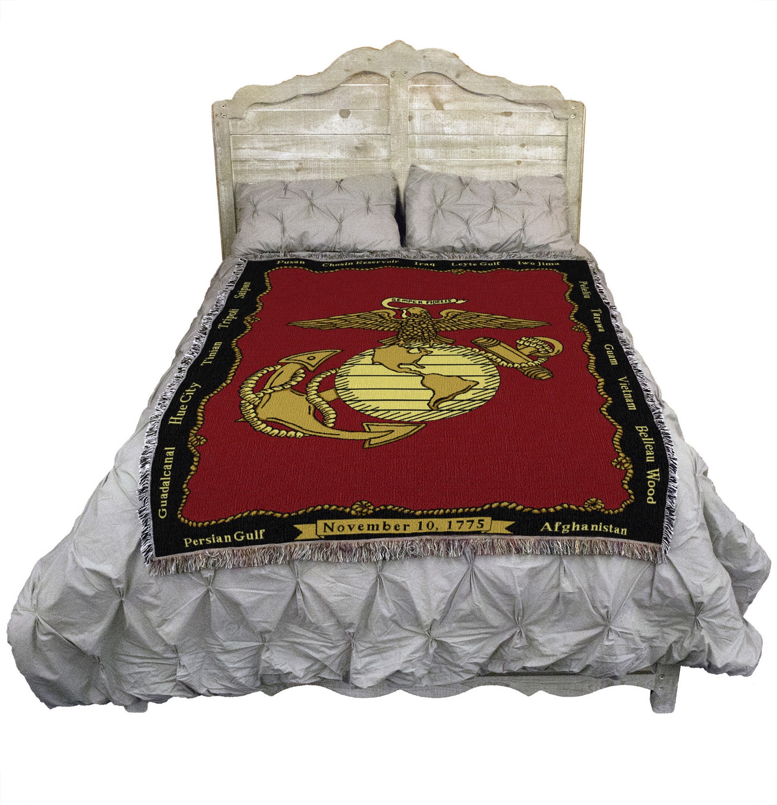 US Marine Corps Emblem Cotton Woven Blanket Throw Made Etsy UK
