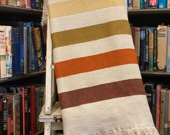 Bent Creek Stripe Woven Throw - Pisgah National Forest Blanket -  Camp Inspired Pattern - Cotton MADE IN USA (73x48)