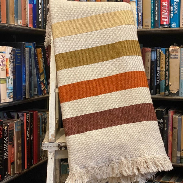 Bent Creek Stripe Woven Throw - Pisgah National Forest Blanket -  Camp Inspired Pattern - Cotton MADE IN USA (73x48)