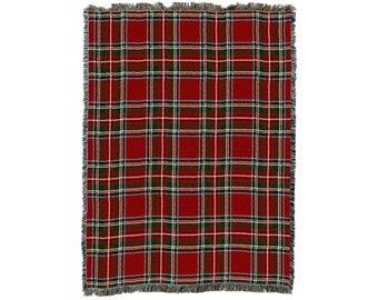 Plaid - Stewart Royal Tartan - Cotton Woven Blanket Throw - Made in The USA (72x54)