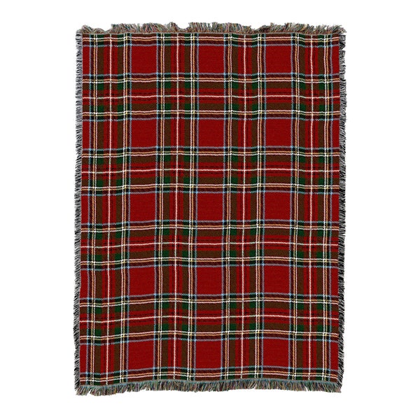 Plaid - Stewart Royal Tartan - Jeté de couverture tissé en coton - Fabriqué aux États-Unis (72x54)