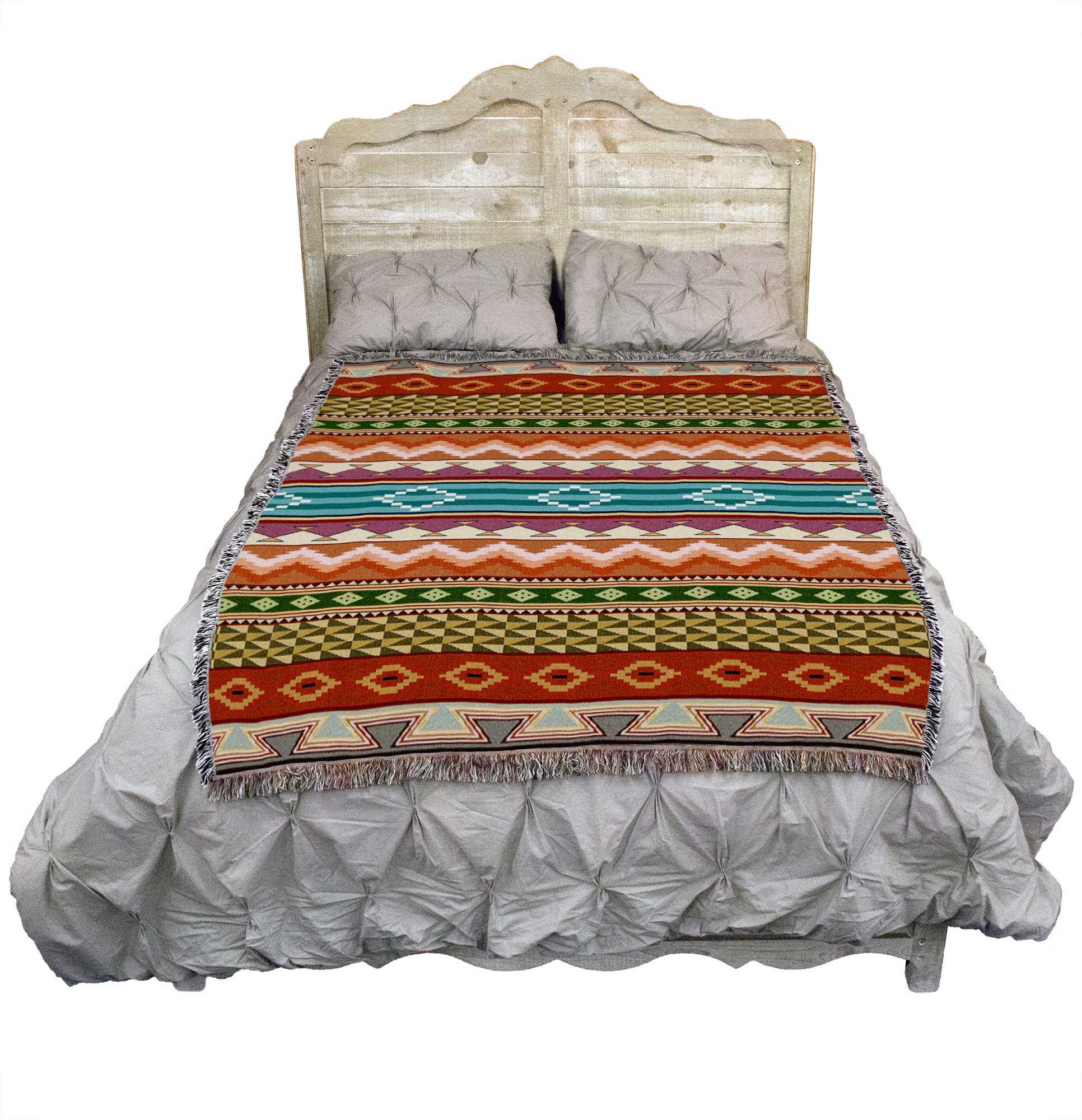 Southwest Stripe Woven Tapestry Blanket, Native American Inspired ...