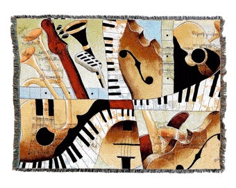 Jazz Medley I - Tom Grijalva - Cotton Woven Blanket Throw - Made in The USA (72x54)