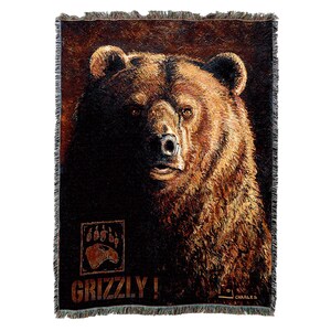 Orso grizzly bestia ombra - Greg Giordano - Lancio di coperte intrecciate di cotone - Made in The USA (72x54)