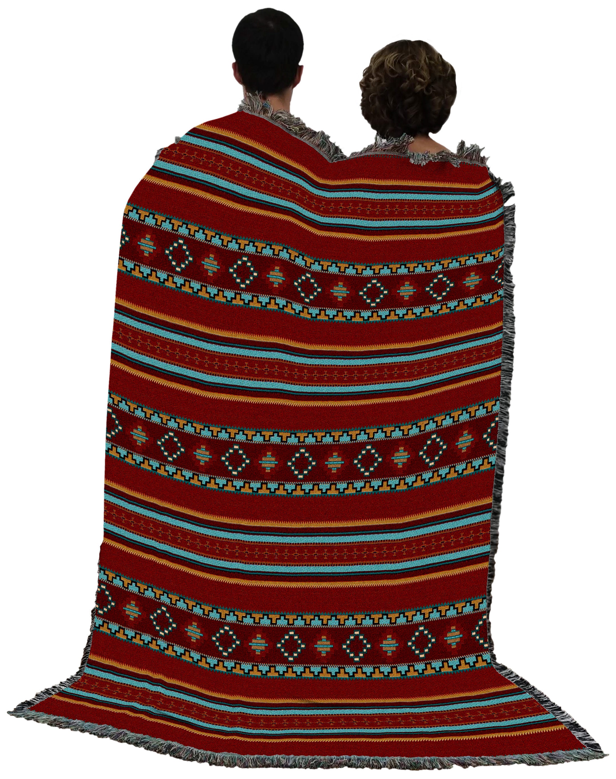 Saddleblanket Red Woven Southwest Tapestry Blanket Native Etsy