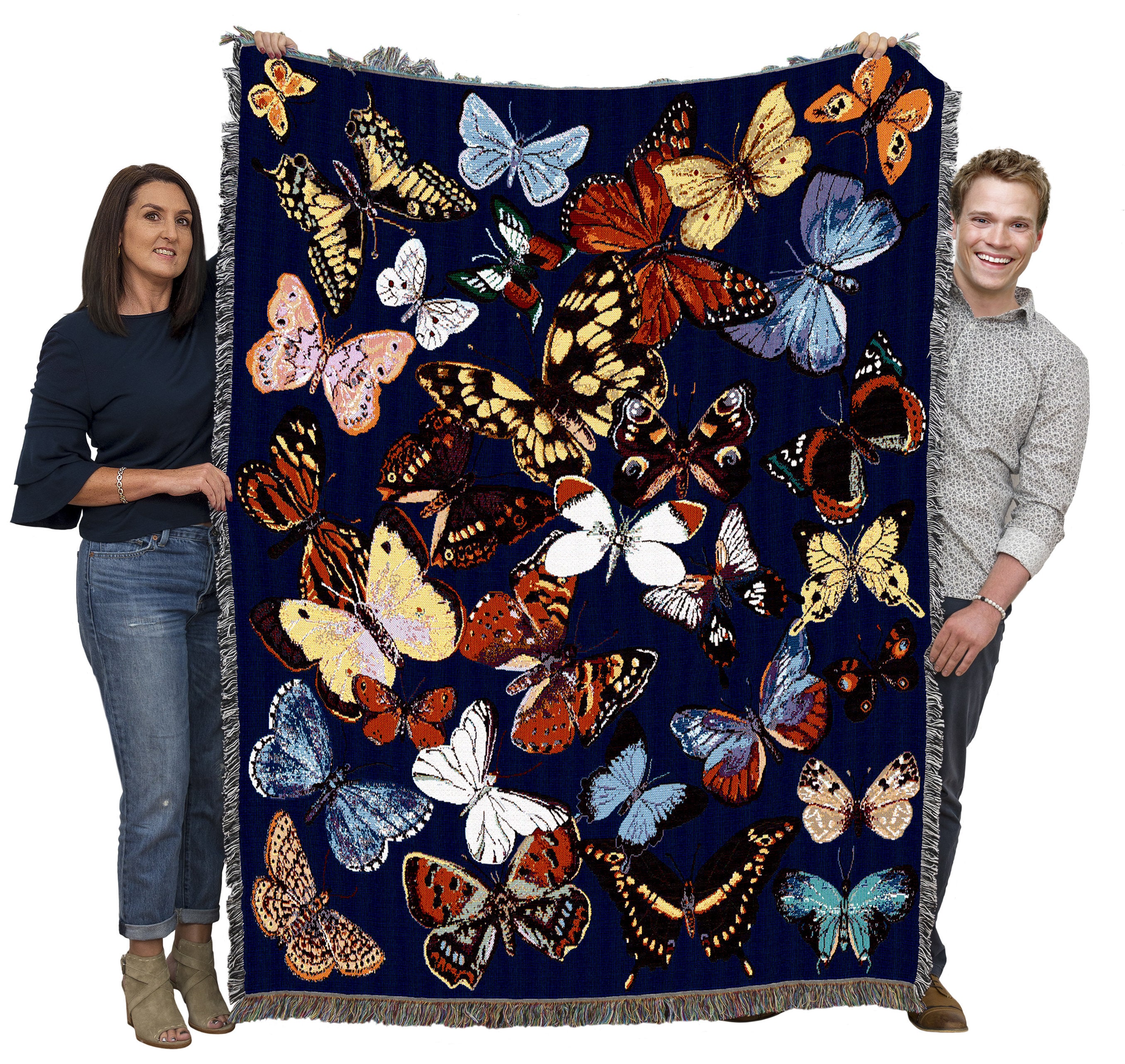 Colorful Butterflies Tapestry Throw Woven Blanket 100 Cotton Etsy