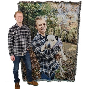 Personalized Photo Woven Cotton Throw-Made in The USA 60x80 zdjęcie 2