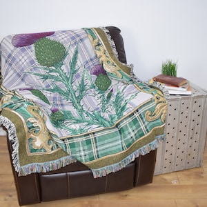 Scotland - National Flower The Flowering Thistle Blanket - Gift Tapestry Throw - Woven from Cotton - Made in The USA (72x54)