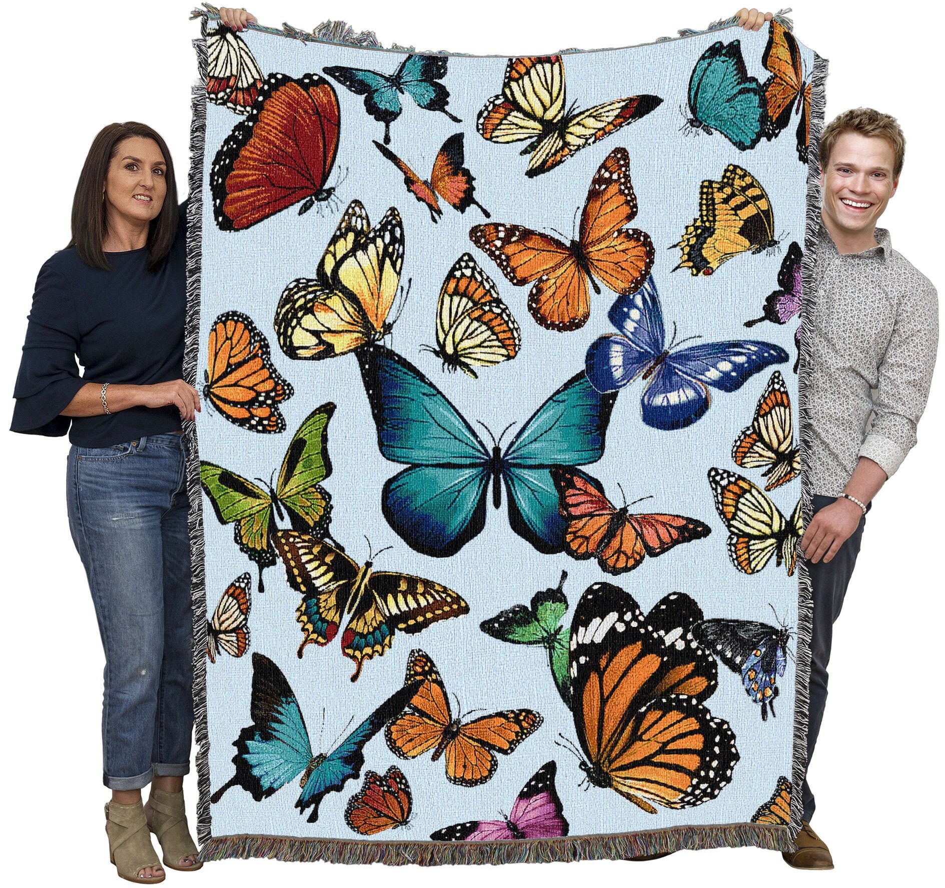Butterflies in the Sky Tapestry Throw Woven Blanket 100% - Etsy