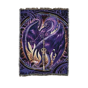 Netherblade Fantasy Dragon - Ruth Thomas - Cotton Woven Blanket Throw - Made in The USA (72x54)