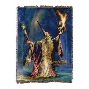 The Wizard - Myles Pinkney - Cotton Woven Blanket Throw - Made in The USA (72x54)
