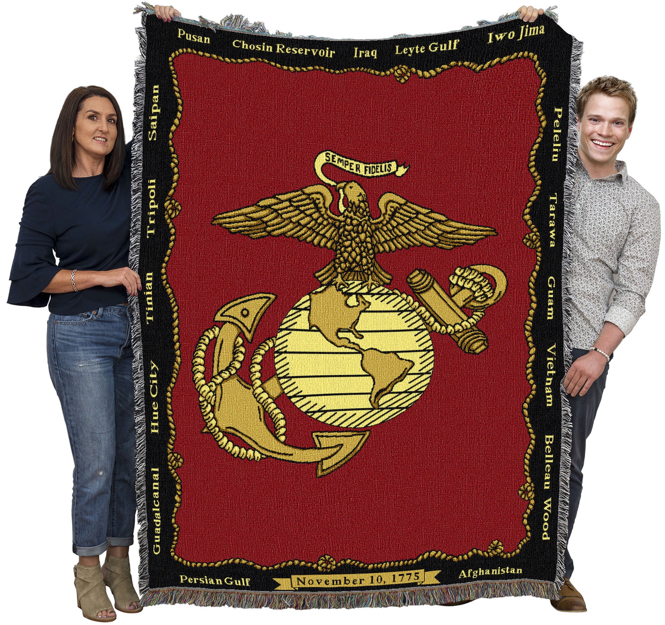 US Marine Corps Emblem Cotton Woven Blanket Throw Made Etsy