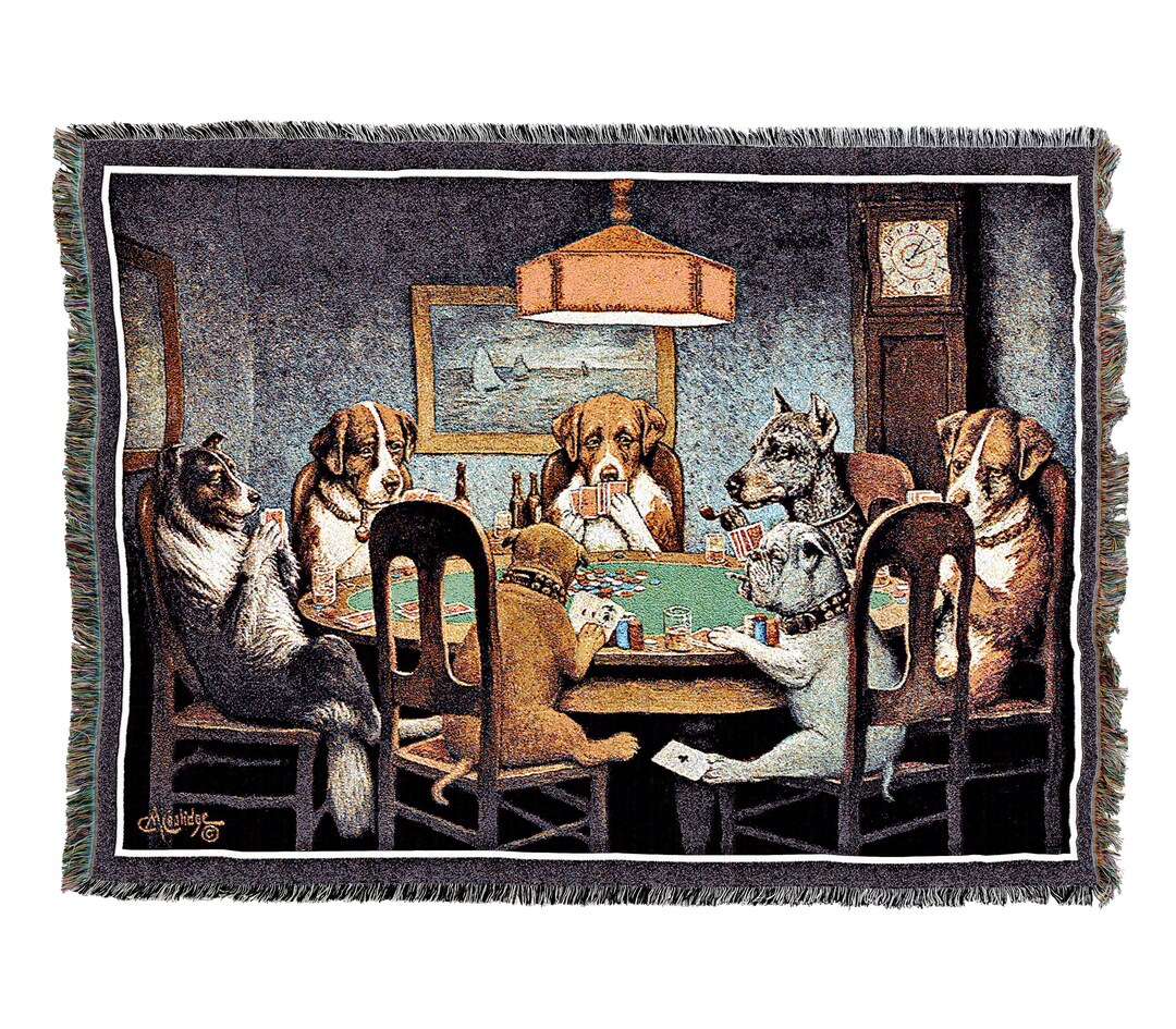 Dogs playing poker blanket hotsell