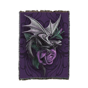 Dragon Beauty Blanket by Anne Stokes Age of Dragons Collection - Gift Fantasy Tapestry Throw Woven from Cotton - Made in The USA (72x54)