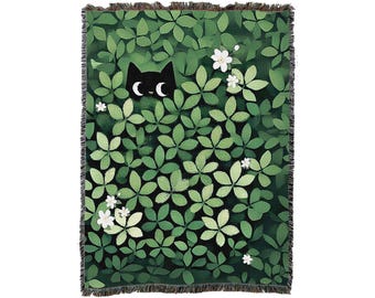 Cat Hiding Blanket Throw Woven from Cotton - Made in The USA (72x54)
