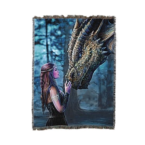 Valour Dragon Blanket by Anne Stokes Age of Dragons Collection Gift Fantasy Tapestry Throw Woven From Cotton Made in the USA 72x54 Etsy