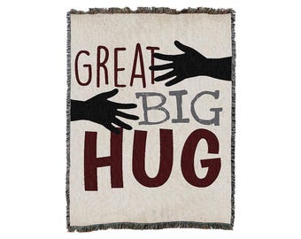 Great Big Hugs コットン織りブランケット スロー - アメリカ製 (72x54