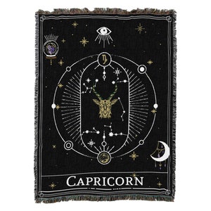 Carta tarocchi oroscopo capricorno, motivo constellation, lancio intrecciato strutturato 100% cotone made in USA 72x54