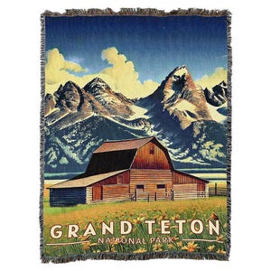 Grand Teton Nationalpark Baumwollgewebter Deckenüberwurf - Hergestellt in den USA (72x54)