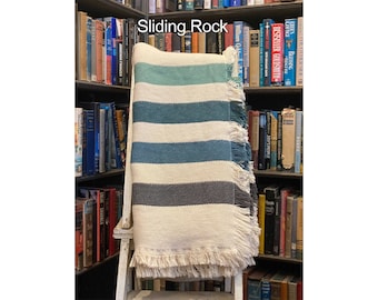Sliding Rock Stripe Woven Throw - Pisgah National Forest Blanket - Camp Inspired Pattern - 100% Cotton MADE IN USA (73x48)