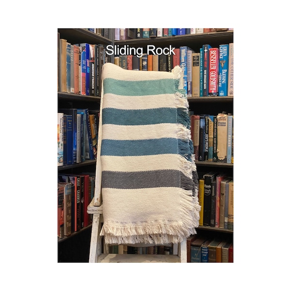 Sliding Rock Stripe Woven Throw - Pisgah National Forest Blanket - Camp Inspired Pattern - 100% Cotton MADE IN USA (73x48)