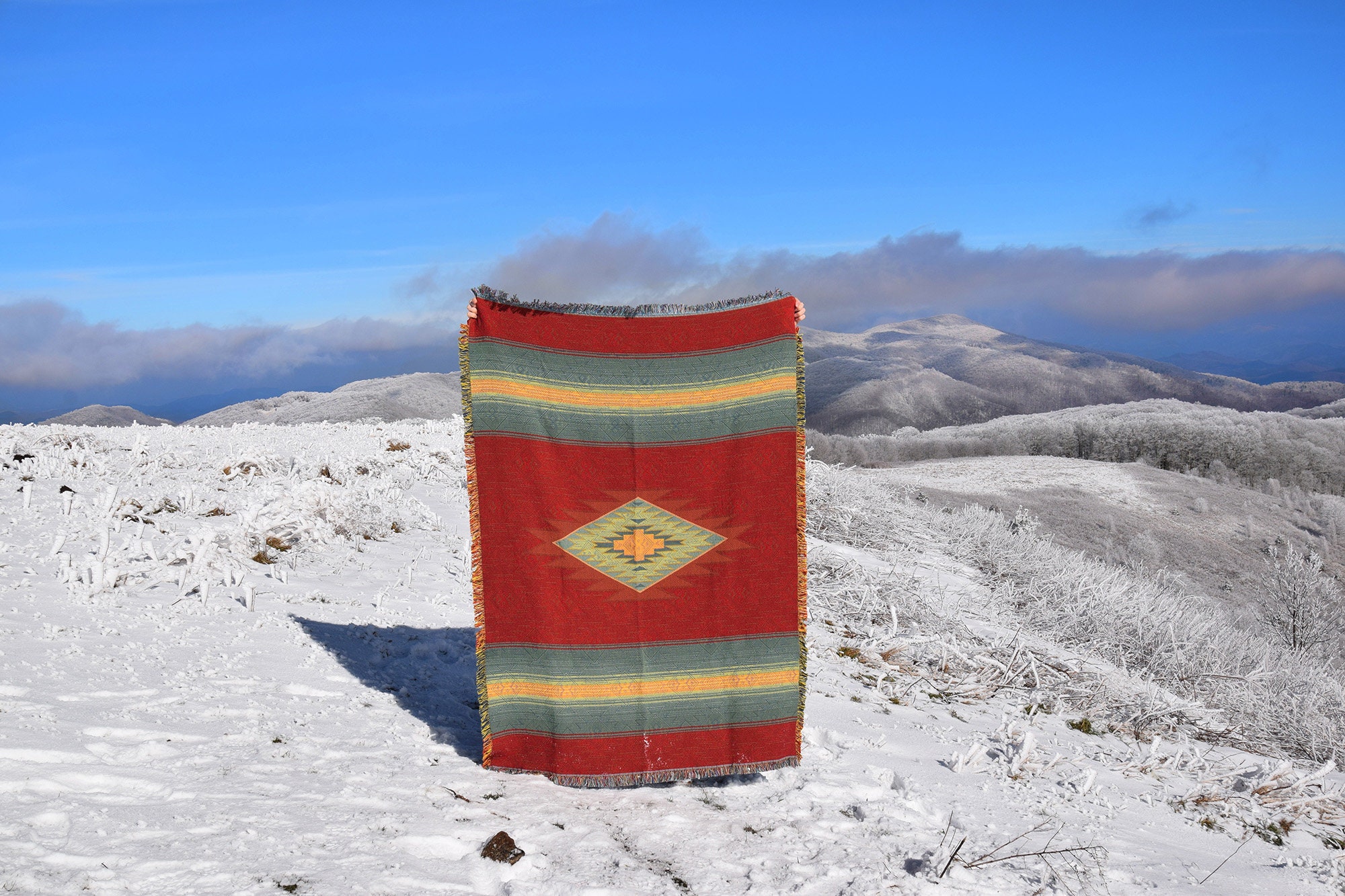 Baja Woven Southwest Tapestry Blanket, Native American Inspired Pattern ...