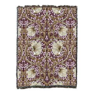 Pimpernel Raspberry Arts and Crafts by William Morris Blanket Throw Woven from Cotton Made in The USA (72x54)