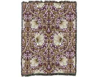 Pimpernel Raspberry Arts and Crafts de William Morris Blanket Throw Woven de Cotton Made in The USA (72x54)