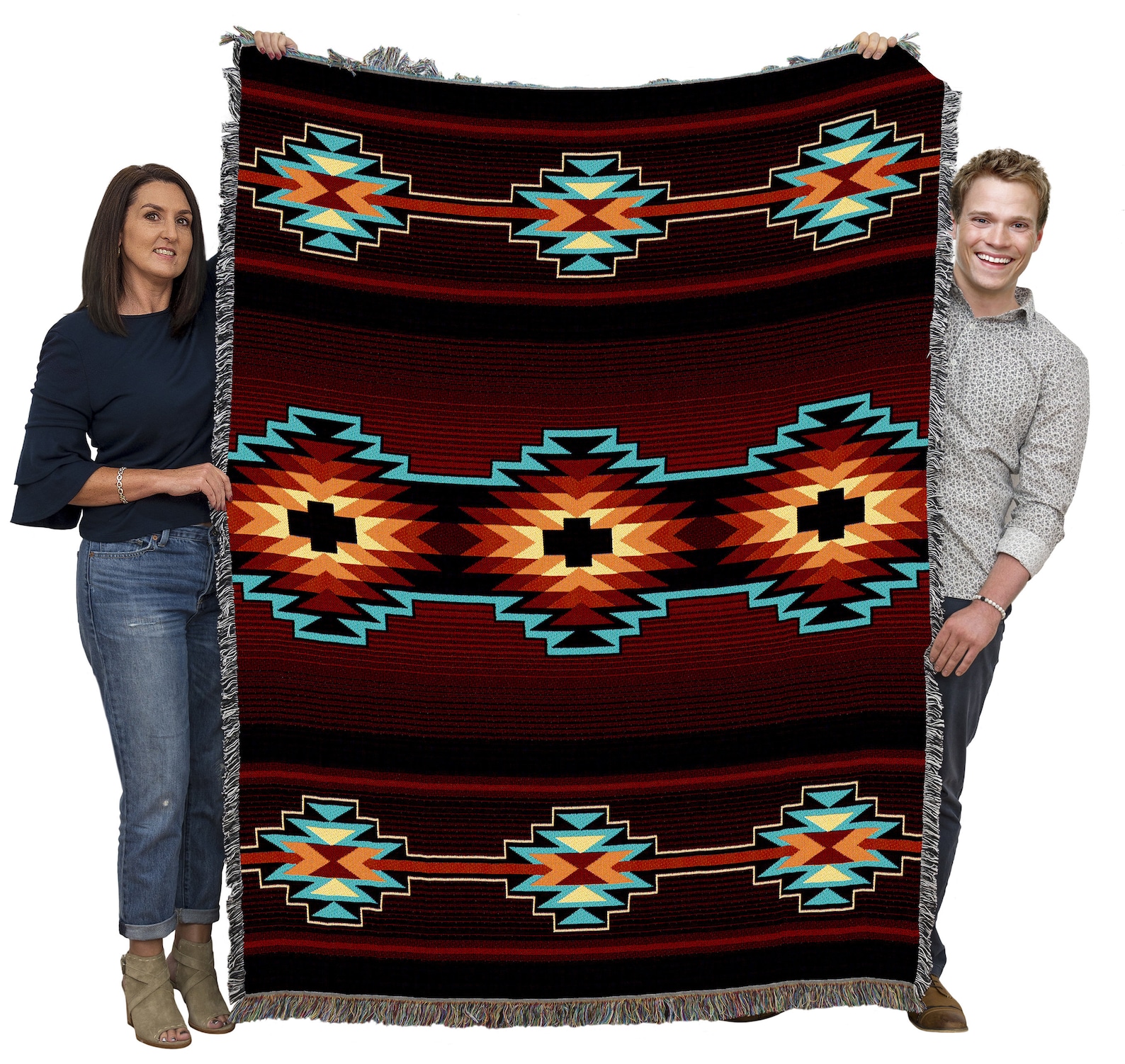 Esme Southwest Woven Tapestry Blanket, Native American Inspired Pattern ...