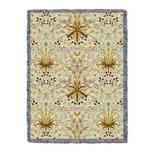 Hyacinth Mauve - William Morris - Cotton Woven Blanket Throw - Made in The USA