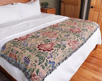 Acanthus Spectrum de William Morris - Arts and Crafts - Blanket Throw Weven from Cotton - Made in The USA (72x54)