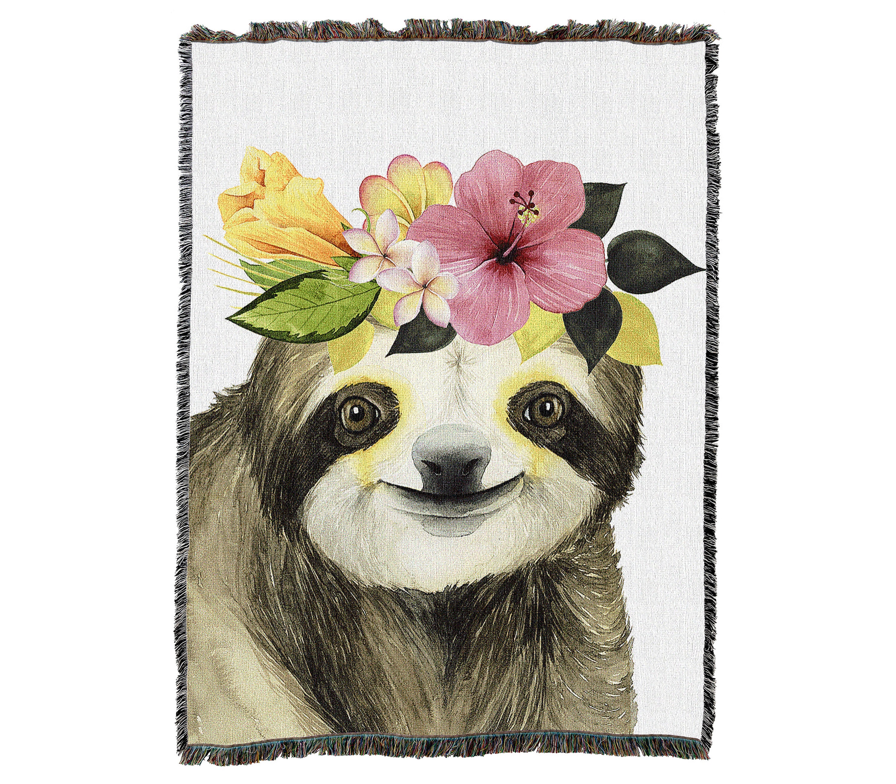 Helen Vladykina Cotton Woven Blanket Throw Tropical Flowers Made in The USA 72x54 Helen Vladykina Cotton Woven Blanket Throw Tropical Flowers Made in The USA 72x54