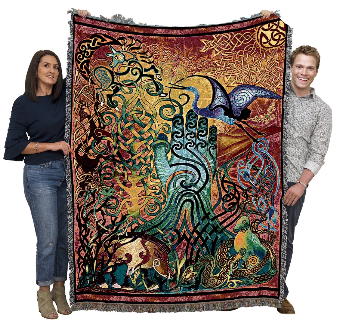 Awen Irish Celtic Symbols Woven Tapestry Throw Blanket Large Etsy