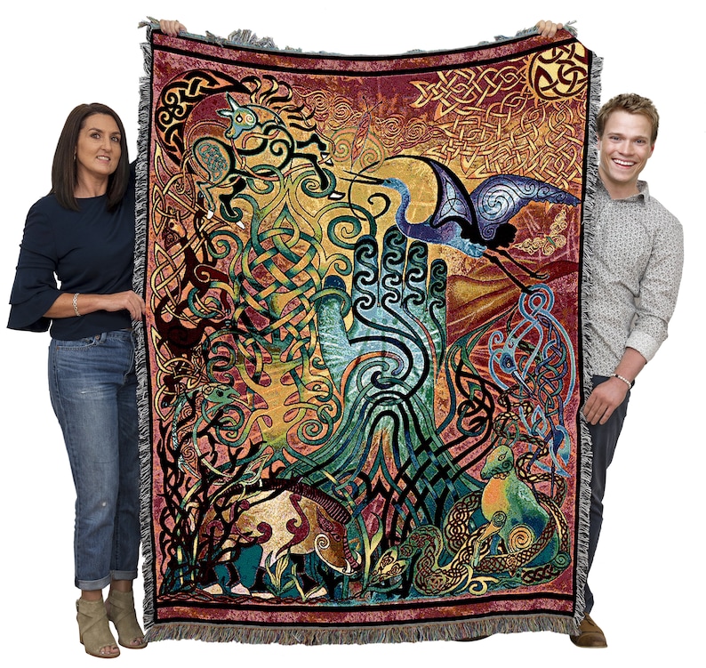 Awen Irish Celtic Symbols Woven Tapestry Throw Blanket Large Etsy