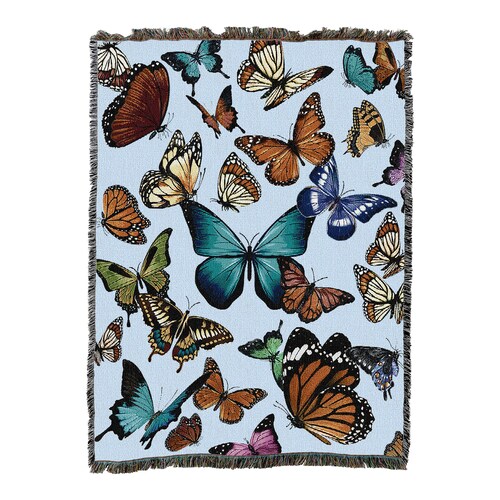 Colorful Butterflies Tapestry Throw Woven Blanket 100 Cotton Etsy
