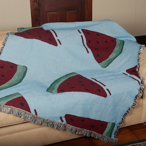 Watermelon Blanket Throw Woven from Cotton - Made in The USA (72x54)