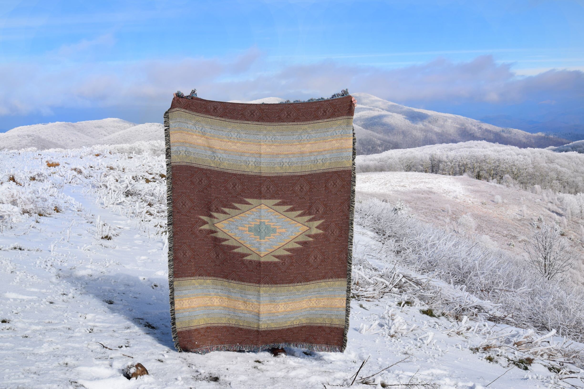 Sequoia Woven Southwest Tapestry Blanket, Native American Inspired ...