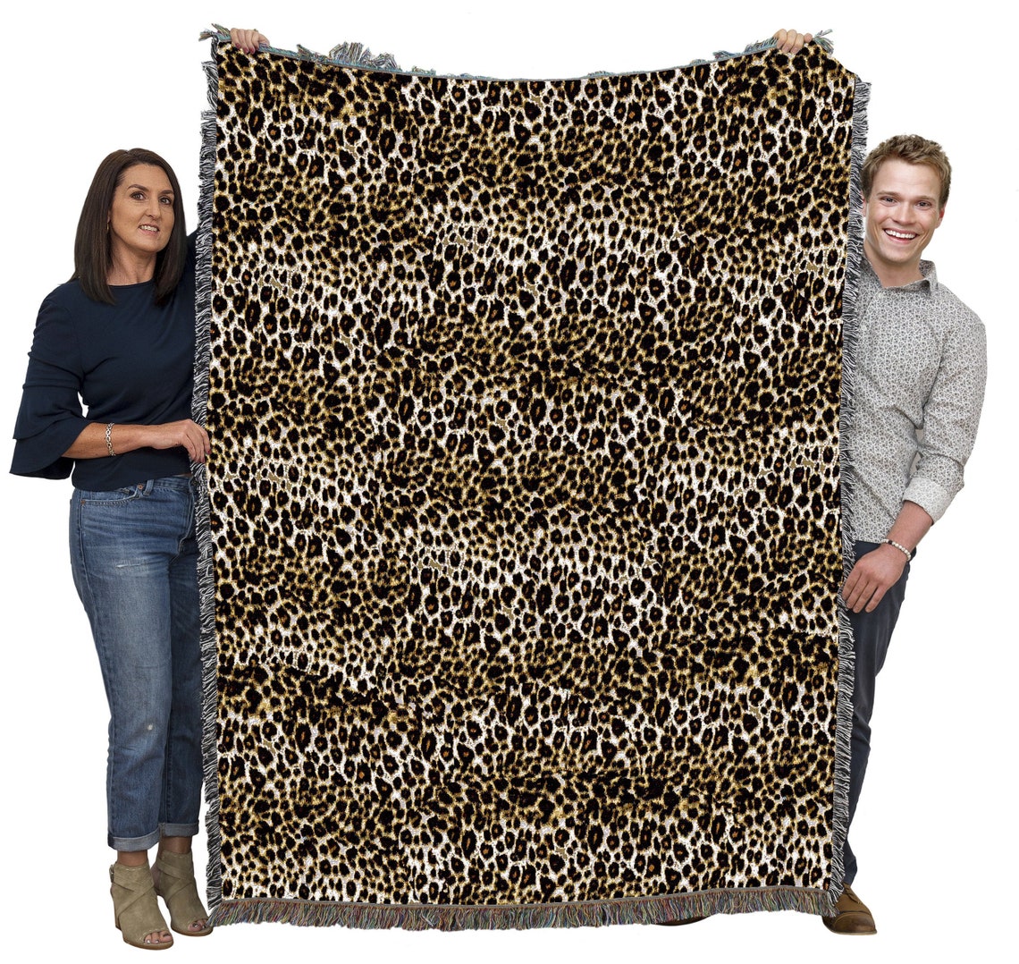 Cheetah print blanket throw woven from cotton made in the etsy