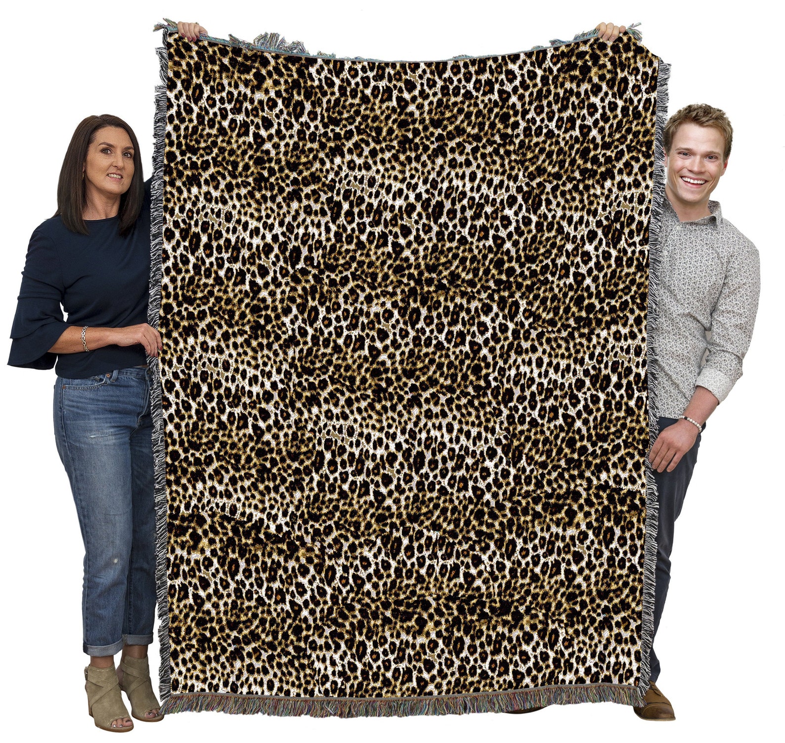 Cheetah Print Blanket Throw Woven From Cotton Made in the Etsy