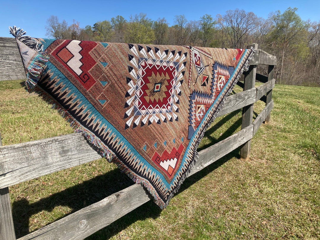 Brazos Southwest Woven Tapestry Blanket Native American Etsy